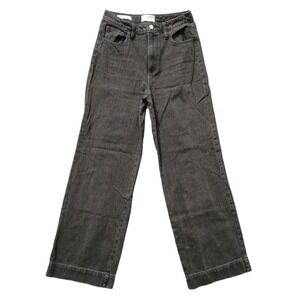 Universal Thread High Rise Wide Leg Jeans Womens 4 R Black Cropped Denim